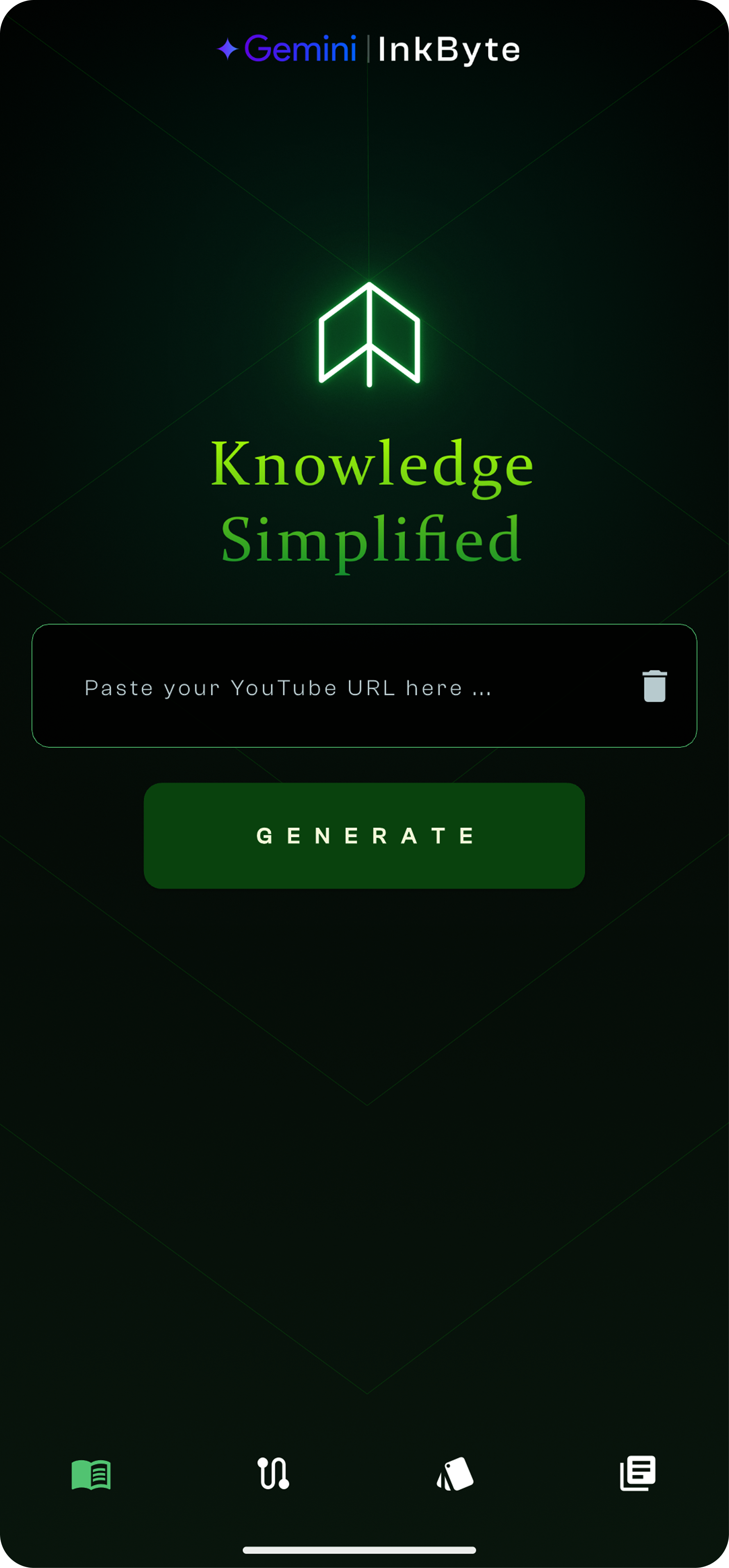 InkByte app screen showing generated notes and flashcards
